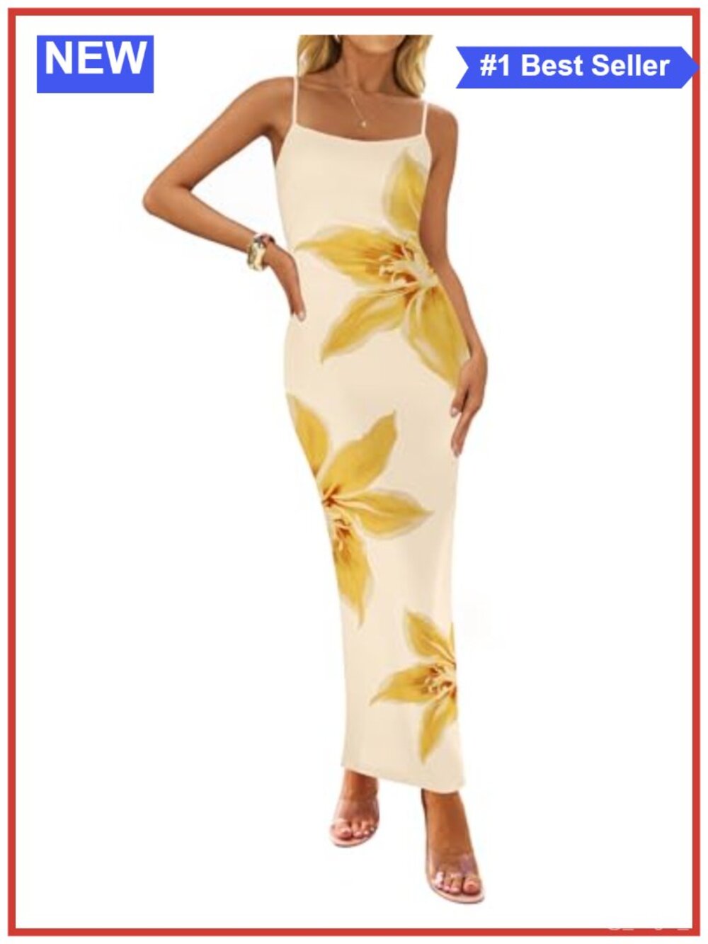 Womens Floral Bodycon Maxi Dress Spaghetti Strap Beach Vacation